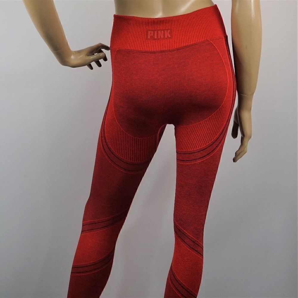 PINK Victoria's Secret Seamless Workout Tight Red Marl Womens Sz M Leggings